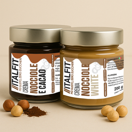BOX 2 GUSTI NOCCIOLE E CACAO + NOCCIOLA WHITE 200g x 2