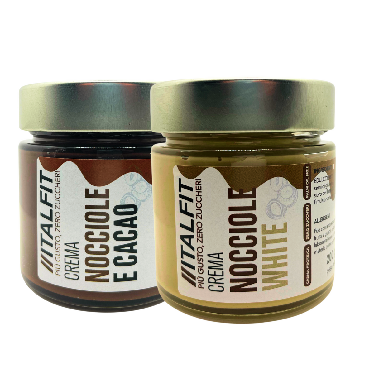 BOX 2 GUSTI NOCCIOLE E CACAO + NOCCIOLA WHITE 200g x 2